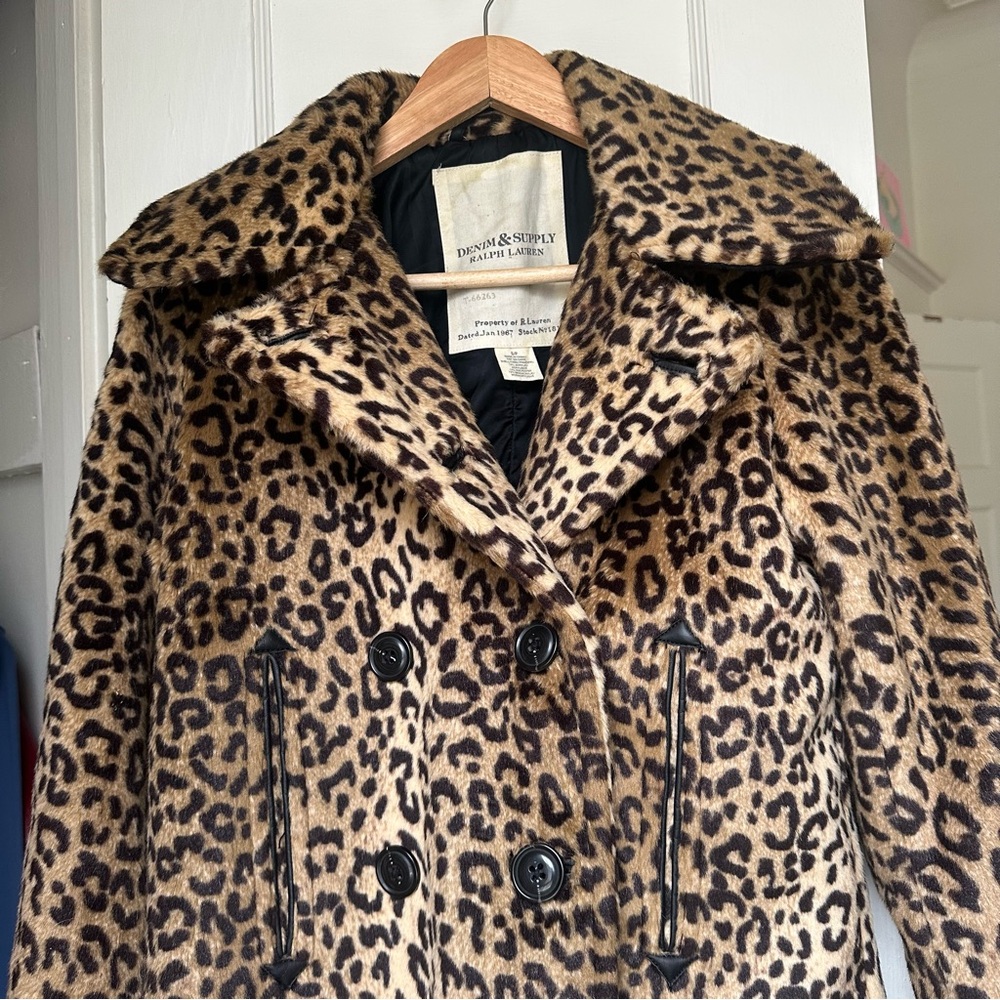 Denim & Supply Ralph Lauren Leopard Print Teddy Jacket